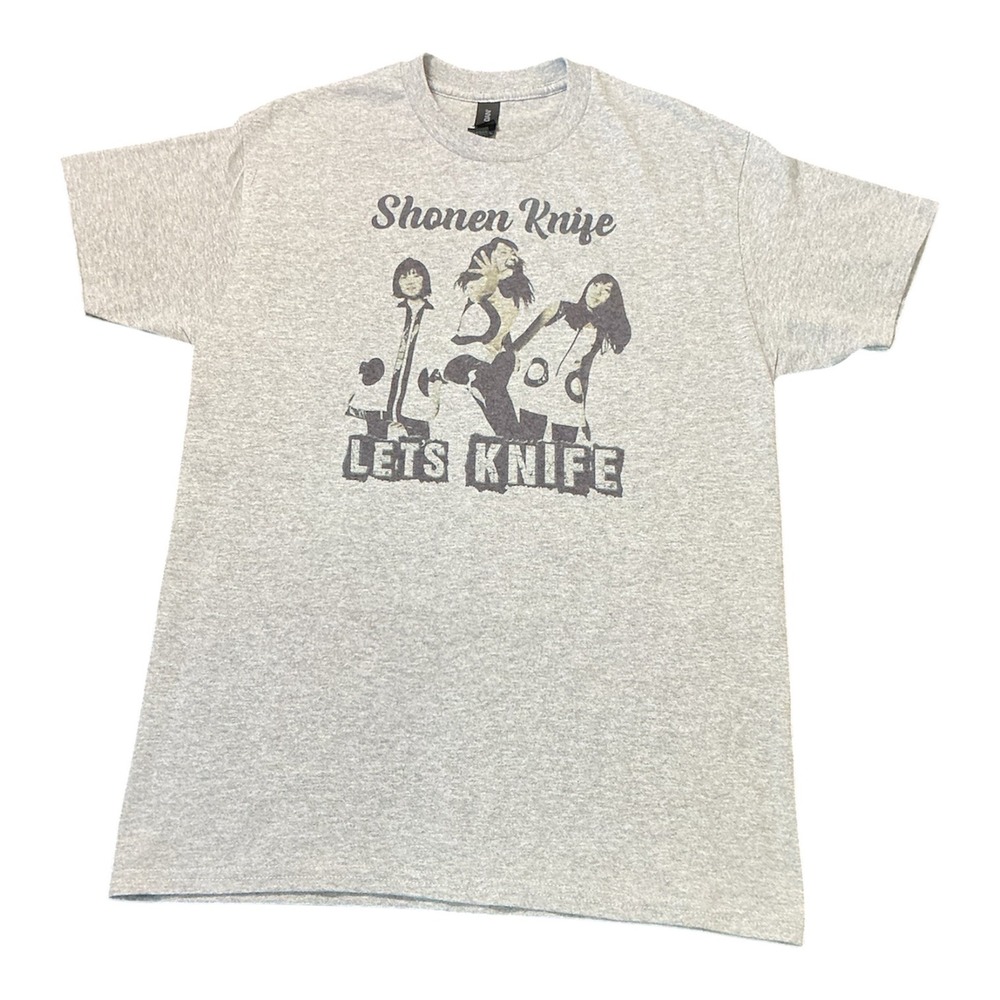Shonen Knife Lets Knife Band T-Shirt Mens Large Heather Gray Graphic Tee Gildan
